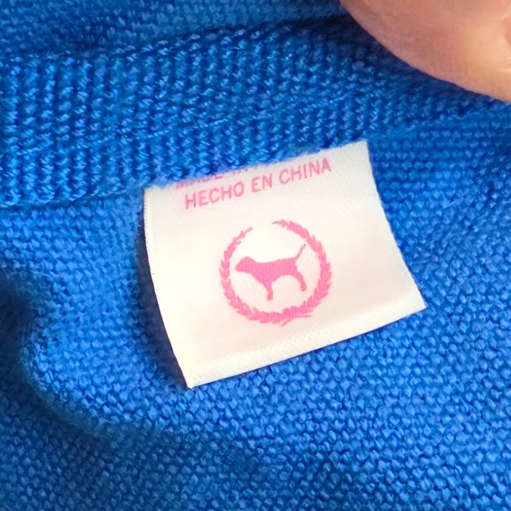 Victoria's Secret PINK Blue Canvas Tote Bag Made With Love 1986 Zip Top - Picture 12 of 13
